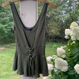 Ribbed Express Tank w/Corset Detail